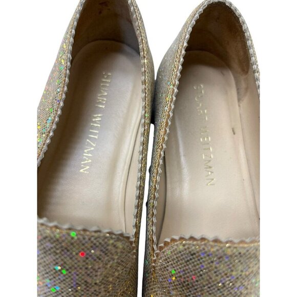 Stuart Weitzman Flats Gold Sparkly Shoes Slip on Women’s Size 8.5 - Picture 2 of 8